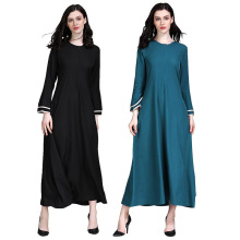 Mais recente Moda Muçulmano Vestido Longo Mulheres Senhora Muçulmana Vestido Azul Preto Frente Fechar Abaya Egito